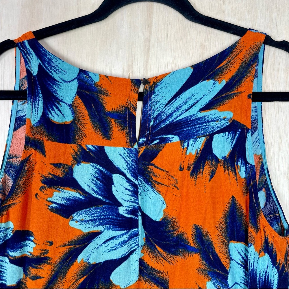 Anthropologie  Maeve Orang And BlueFloral HI-LOW Sleeveless Dress Sz 8 - Picture 9 of 11